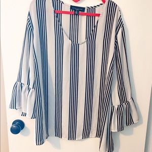 Striped Bell Sleeve Blouse